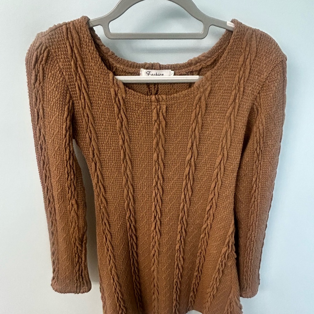 Cozy Brown Cable Knit Sweater